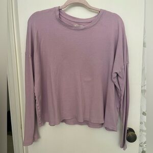 Madewell Lavender Waffle-Knit Long Sleeve Top
